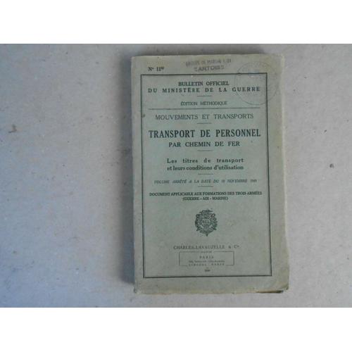 Militaire Chemin Fer 1950 Titres Transport Personnel Condition Utilisation