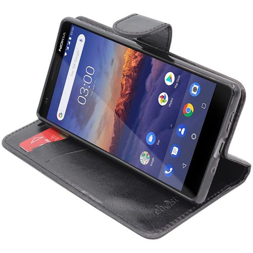 Ebeststar - Etui Nokia Nokia 3.1 (2018) Coque Portefeuille Pu Cuir, Noir [Dimensions Precises Smartphone : 146.25 X 68.65 X 8.7 Mm, Écran 5.2'']
