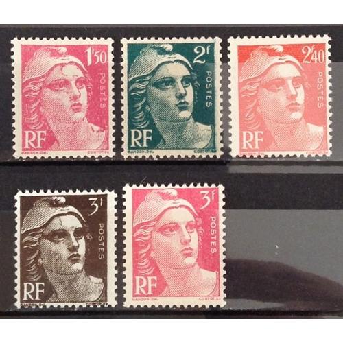 Marianne De Gandon 1f50 Rose Carminé 712 + 2f Vert 713 + 2f40 Rouge 714 + 3f Brun Foncé 715 3f Rose 716 Neufs** Luxe (= Sans Trace De Charnière) - France Année 1945 - N22170