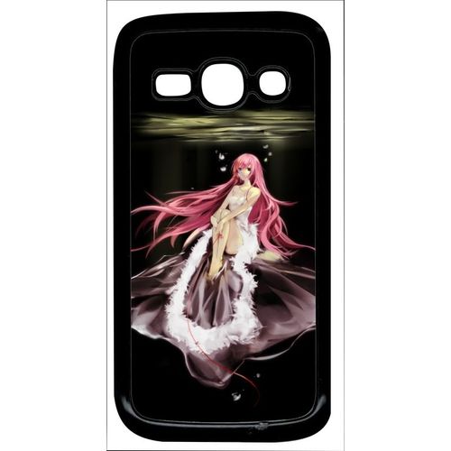Coque Pour Smartphone - Manga Fille Cheveux Rose - Compatible Avec Samsung Galaxy Ace 3 - Plastique - Bord Noir