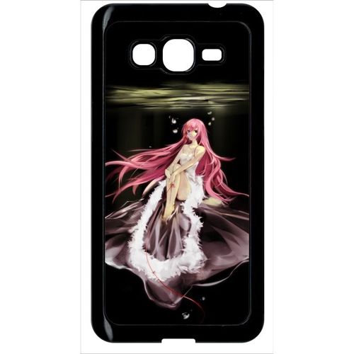Coque Pour Smartphone - Manga Fille Cheveux Rose - Compatible Avec Samsung Galaxy Grand Prime - Plastique - Bord Noir