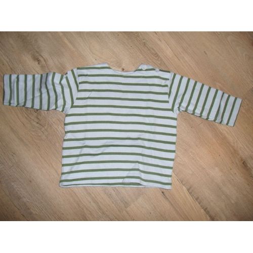 Mariniere Petit Bateau Vert Raye Bleu Clair 24 Mois