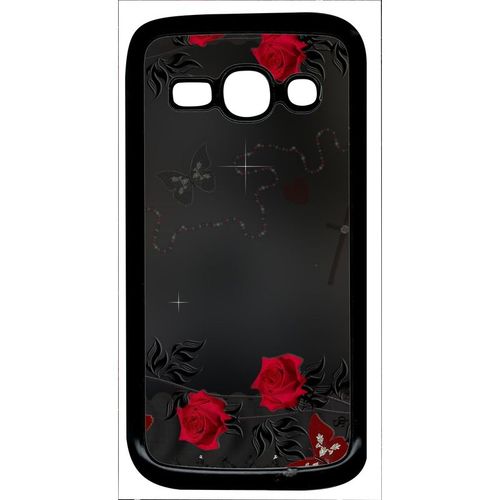 Coque Pour Smartphone - Roses Gothic Chapelet - Compatible Avec Samsung Galaxy Ace 3 - Plastique - Bord Noir