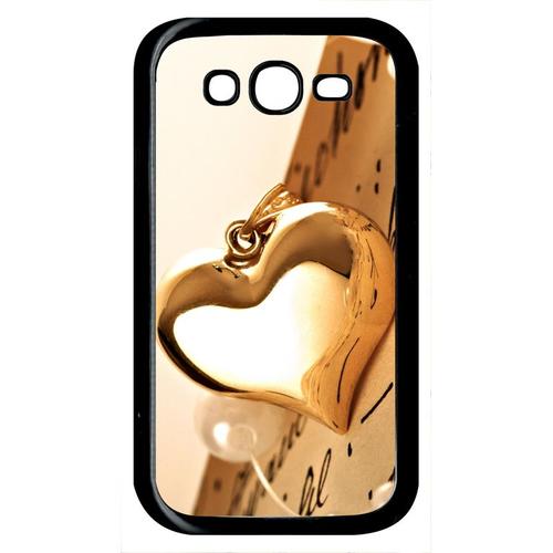 Coque Pour Smartphone - Coeur D'or Sur Livre - Compatible Avec Samsung Galaxy Grand Prime Duos Tv - Plastique - Bord Noir