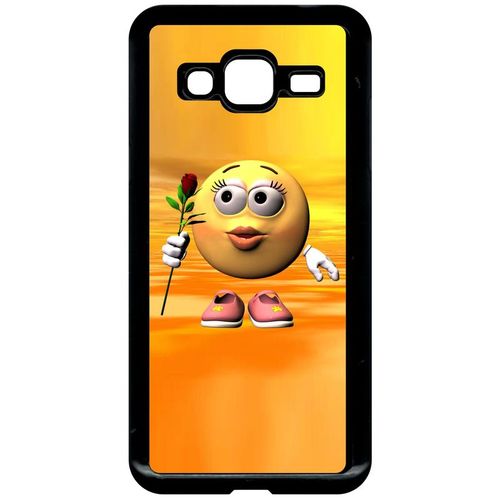 Coque Pour Smartphone - Smiley Rose - Compatible Avec Samsung Galaxy J3 - Plastique - Bord Noir