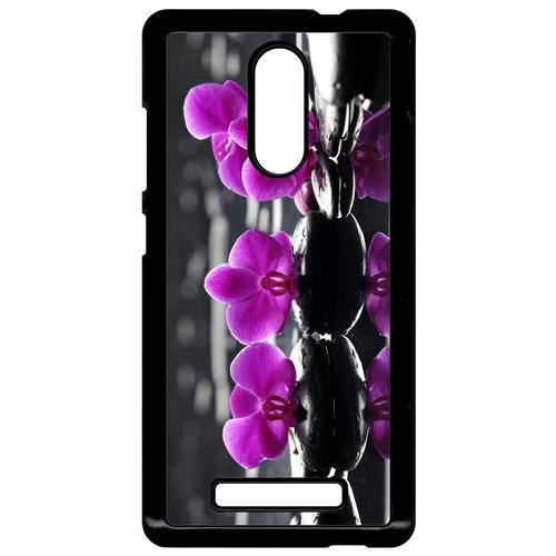 Coque Xiaomi Redmi Note 3 - Orchide Violette Fond Gris - Noir