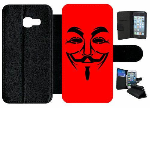 Etui À Rabat Galaxy A3 (2017) - Anonymous Rouge - Simili-Cuir - Noir