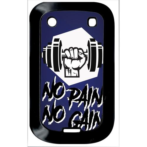 Coque Pour Smartphone - No Pain No Gain Fond Bleu - Compatible Avec Blackberry Bold Touch 9900 - Plastique - Bord Noir