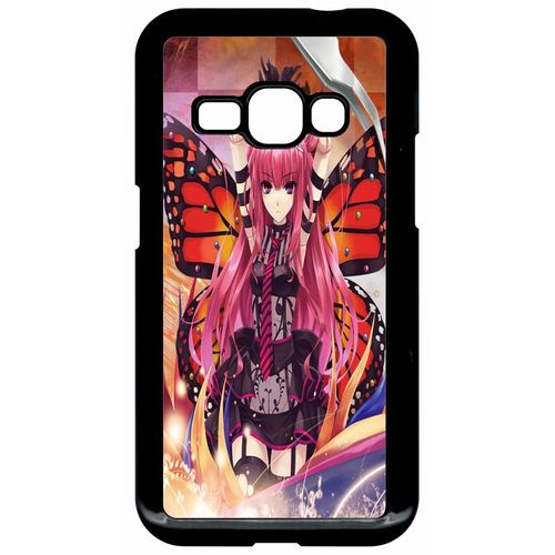 Coque - Fille Manga Rose - Compatible Avec Samsung Galaxy J1 (2016) - Plastique - Bord Noir