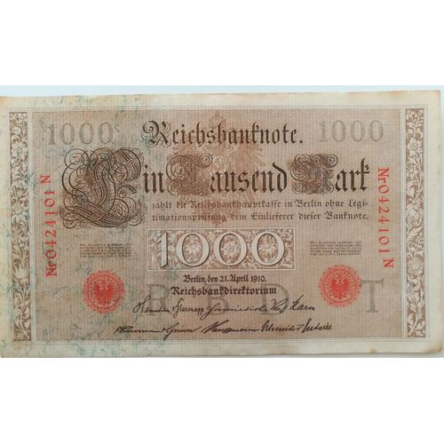 Billet De 1000 Deutsche Mark De 1910