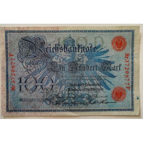 Billet 100 Marks 1908 Allemagne