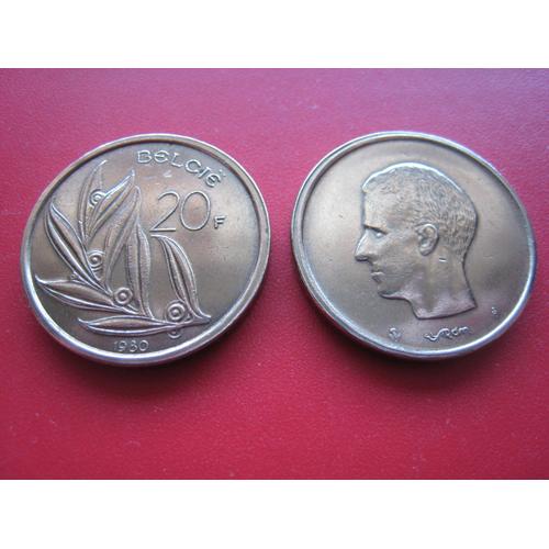 Lot De 2 Pièces De Monnaie Différentes 20 Francs - Baudouin 1er - België - Belgique (En Néerlandais Et Français) - 1980-1982