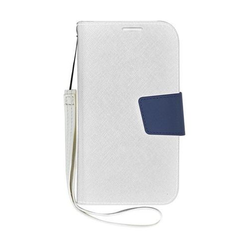 Etui Folio À Rabat Samsung Galaxy S4 Blanc & Bleu Eco-Cuir (Pu)