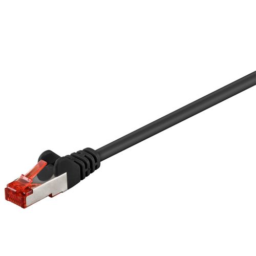 goobay - Cordon de raccordement - RJ-45 (M) pour RJ-45 (M) - 15 cm - SFTP, PiMF - CAT 6 - sans halogène, moulé, sans crochet - noir