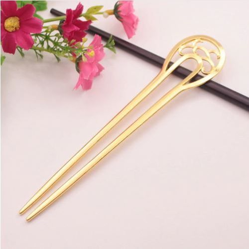 Pic Chignon Double Or Coiffures Cheveux Longs. Epingle 15,5 Cm. En Metal Doré. Inspiration Inde