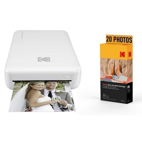 KODAK Pack Imprimante Photo Printer PM220 et cartouche MSC20 - Photos 5.4 * 8.6 cm, WIFI, Compatible avec iOS et Android - Blanc