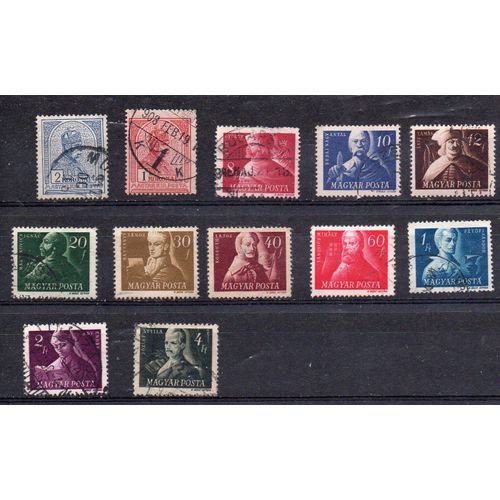 Hongrie- Lot De 12 Timbres Oblitérés- Personnages Divers