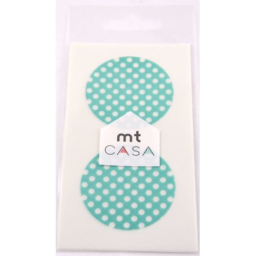 Masking Tape Mt Casa Seal Sticker Rond En Washi Pois Fond Mint - Masking Tape (Mt)