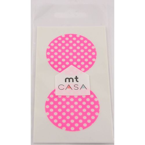 Masking Tape Mt Casa Seal Sticker Rond En Washi Pois Fond Rose - Masking Tape (Mt)