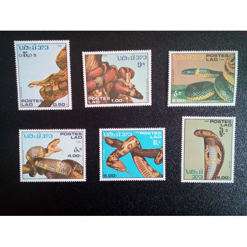 Timbre Laos Yt 722-723-725-726-727-728 Les Serpents 1986