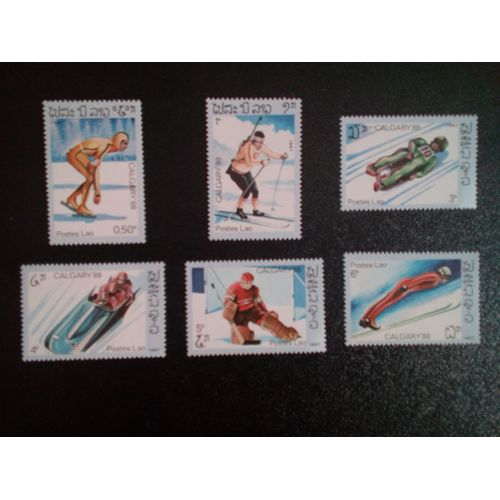 Timbre Laos Yt 749-750-752-753-754-755 Jeux Olympiques Galgary 1987