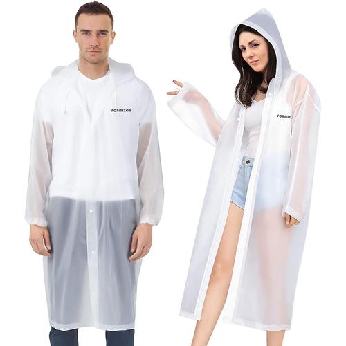 2 Pièces Poncho Pluie, Poncho Réutilisable, Poncho De Pluie À Capuche En Eva, Poncho Pluie Femme Et Homme, Poncho De Pluie Imperméable Et Transparent Pour La Randonnée Camping Voyage