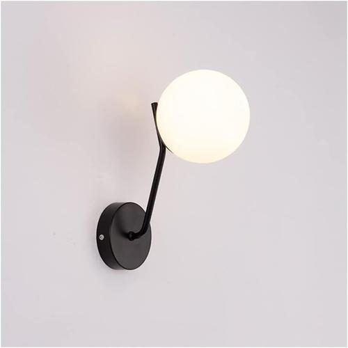 E27 Applique Murale, Minimaliste Moderne D'intérieur Lampe Murale, Élégante Verre Boule Abat-Jour Lampe De Mur, Créative Luminaire Mural, Salon Couloir(Ampoule Non Incluse),Noir