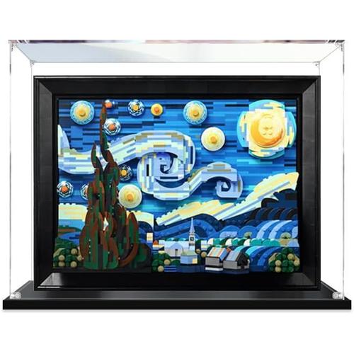 Boîte Vitrine Acrylique Compatible avec Lego Ideas 21333 Vincent Van Gogh - La Nuit Étoilée, Amélioré Présentoir Boîte Anti-Poussière Display Case Transparent Boîte d'affichage, 40 x 15 x 35cm