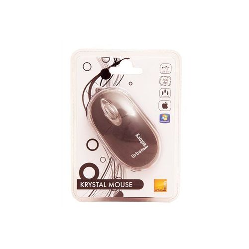 Urban Factory Cristal Mouse Optical USB 2.0, 800dpi, Internal Light, Black - Souris - 3 boutons - filaire - USB - noir, transparent