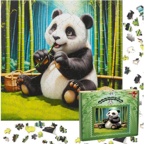 Panda - Lot De 240 Puzzles En Bois - Pour Animaux En Bois - Kit De Construction 3d - Personnalisable - Pour Enfants À Partir De 6 Ans - Famille Adulte - Noël, Pâques, Anniversaire