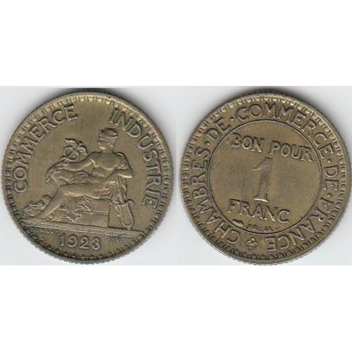 1 Franc 1923 Chambre De Commerce Atelier De Gravure D'après Domard Cupro-Alu