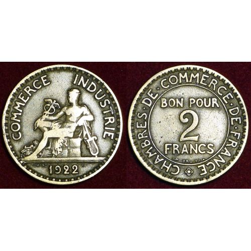 1 Franc 1922 Chambre De Commerce Atelier De Gravure D'après Domard Cupro-Alu