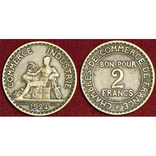 Pièce Monnaie 2 Francs 1924 Cupro-Alu - Domard Graveur - Chambre De Commerce