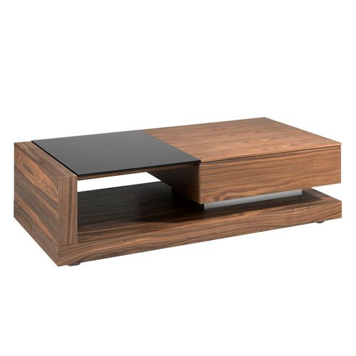 Table Basse Rectangulaire Table Basse Rectangulaire Verre Noir Et Noyer