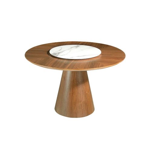 Table À Manger Ronde Rotative Noyer