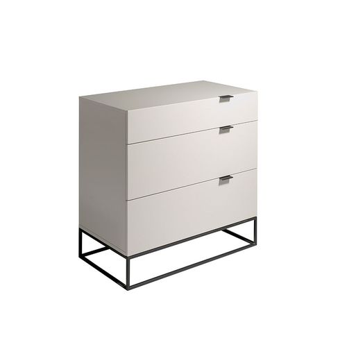 Commode Bois Gris Et Acier Noir