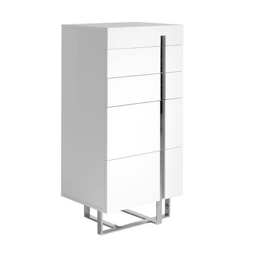Chiffonnier Bois Blanc Et Acier Chromé