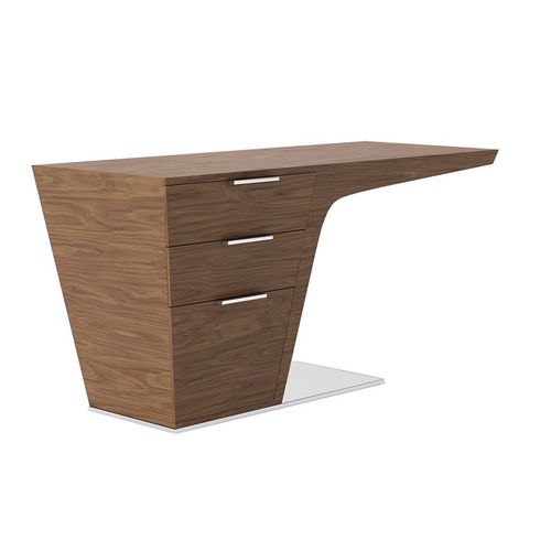 Bureau En Noyer Avec Base En Acier Chromé