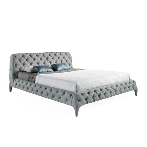 Lit Rembourré En Tissu Capitonné