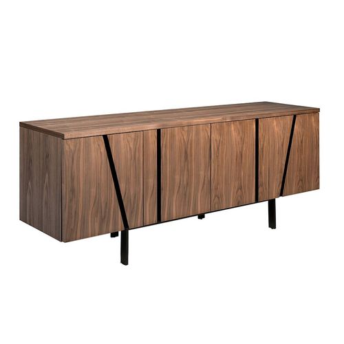 Buffet En Noyer Et Acier Noir