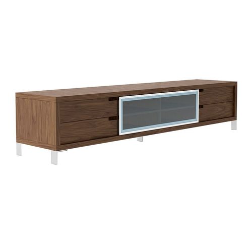 Meuble Tv En Noyer Et Acier Chromé