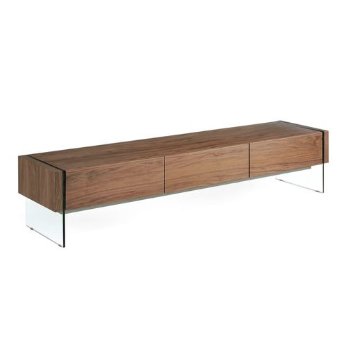 Meuble Tv En Noyer Et Verre Trempé