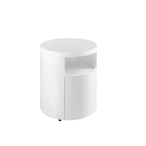 Table De Chevet Ronde En Bois Blanche