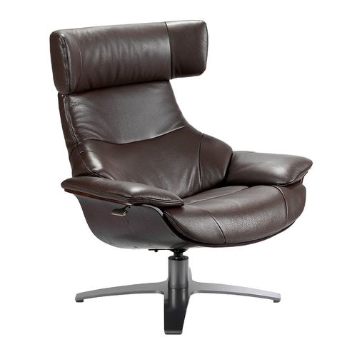 Fauteuil Inclinable Pivotant En Cuir Marron Chocolat