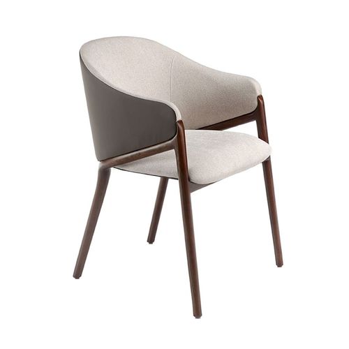 Chaise En Tissu Beige Et Vison Foncé En Similicuir