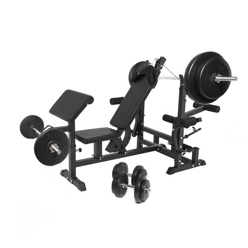 Gorilla Sports - Banc De Musculation Universel Noir Gs005 Avec Supports Et Set D'haltères 97,5 Kg