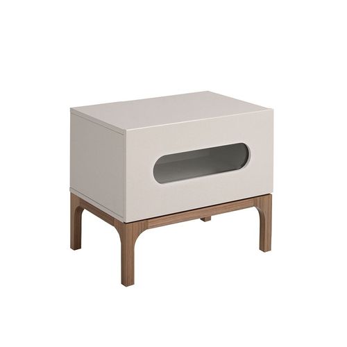 Table De Chevet En Bois Gris Et Noyer Avec Éclairage Intérieur