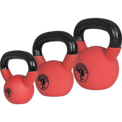 Gorilla Sports - Kettlebell Avec Revêtement Néoprène - De 2 Kg À 32 Kg - Poids : Lot De 3 (4kg - 8kg - 12kg)