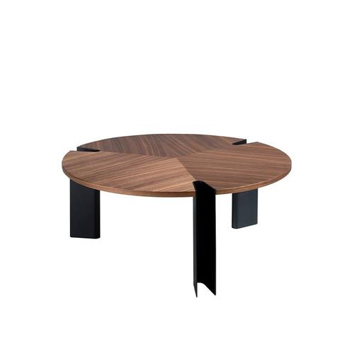 Table Basse En Noyer Et Acier Noir