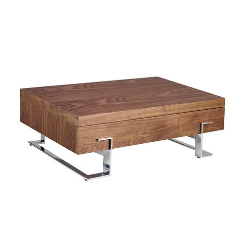 Table Basse Rectangulaire En Noyer Et Acier Chromé